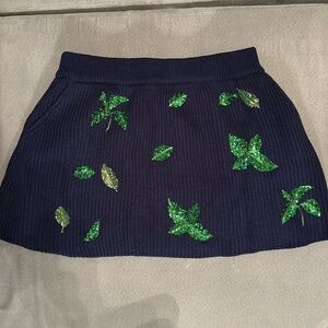 NWOT Queen of Sparkles navy mint sweater skirt size large